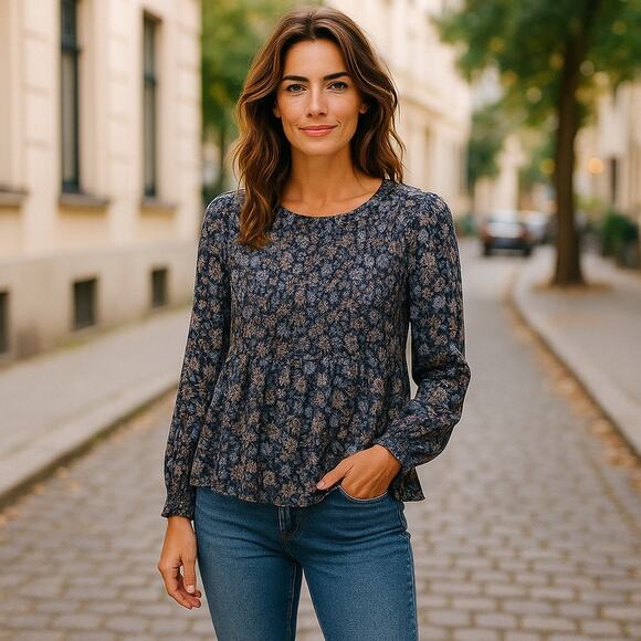 Good Hart Matilda Jane Womens XL Top Floral Smocked Long Sleeve Peasant - Picture 7 of 7